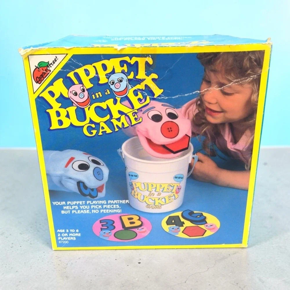 VTG 80s AppleStreet Puppet in a Bucket Game Preschool Learning Toy 1987 New Rare
